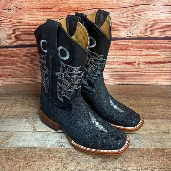 Men's Western Exotic Sting Ray Cowboy Square Toe Boots Botas Vaqueras Mantaraya - Picture 4 of 10